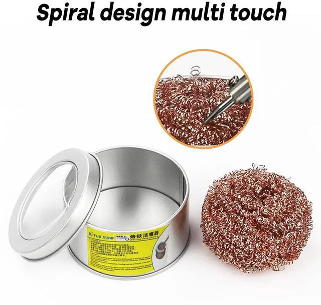 Alt view image 4 of 7 - Soldering Iron Tip Cleaner Solder Tip Cleaning Wire Soft Coiled Coppered Wire Stainless Steel Tip Cleaner Kit