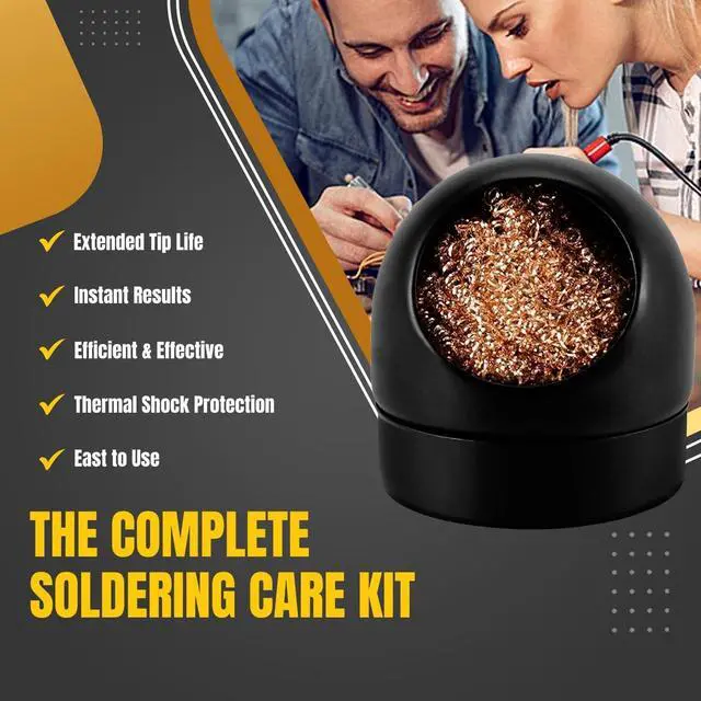 Alt view image 3 of 7 - Solder Cleaner with Brass Wool Soldering Wire Sponge and Black, Dome-shaped, Non-Slip Solder Sponge Tray Housing, Soldering Iron Tip Cleaner, No Water Needed