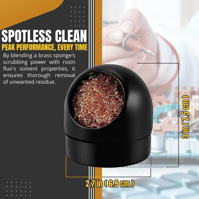 Alt view image 5 of 7 - Solder Cleaner with Brass Wool Soldering Wire Sponge and Black, Dome-shaped, Non-Slip Solder Sponge Tray Housing, Soldering Iron Tip Cleaner, No Water Needed