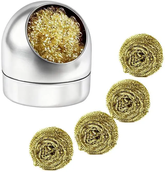 Main image of Soldering Tip Cleaner Solder Tip Cleaning Wire and Holder Soft Coiled Brass Tip Cleaner Kit with 5 PCS Solder Tip Cleaning Wire and 1 PC Holder for Cleaning Soldering Irons and Tips, No Water Needed