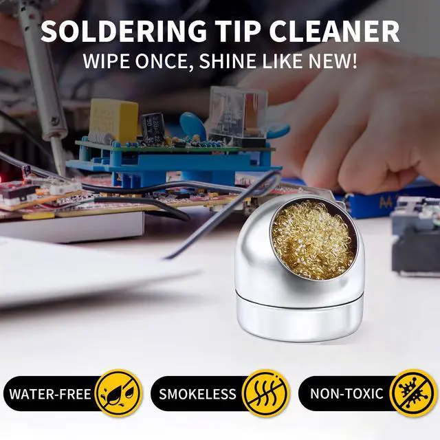 Alt view image 2 of 7 - Soldering Tip Cleaner Solder Tip Cleaning Wire and Holder Soft Coiled Brass Tip Cleaner Kit with 5 PCS Solder Tip Cleaning Wire and 1 PC Holder for Cleaning Soldering Irons and Tips, No Water Needed