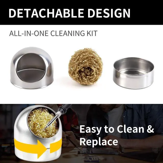 Alt view image 3 of 7 - Soldering Tip Cleaner Solder Tip Cleaning Wire and Holder Soft Coiled Brass Tip Cleaner Kit with 5 PCS Solder Tip Cleaning Wire and 1 PC Holder for Cleaning Soldering Irons and Tips, No Water Needed