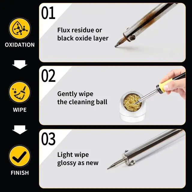 Alt view image 4 of 7 - Soldering Tip Cleaner Solder Tip Cleaning Wire and Holder Soft Coiled Brass Tip Cleaner Kit with 5 PCS Solder Tip Cleaning Wire and 1 PC Holder for Cleaning Soldering Irons and Tips, No Water Needed