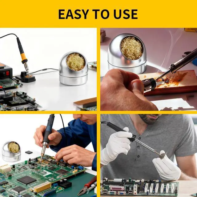 Alt view image 7 of 7 - Soldering Tip Cleaner Solder Tip Cleaning Wire and Holder Soft Coiled Brass Tip Cleaner Kit with 5 PCS Solder Tip Cleaning Wire and 1 PC Holder for Cleaning Soldering Irons and Tips, No Water Needed