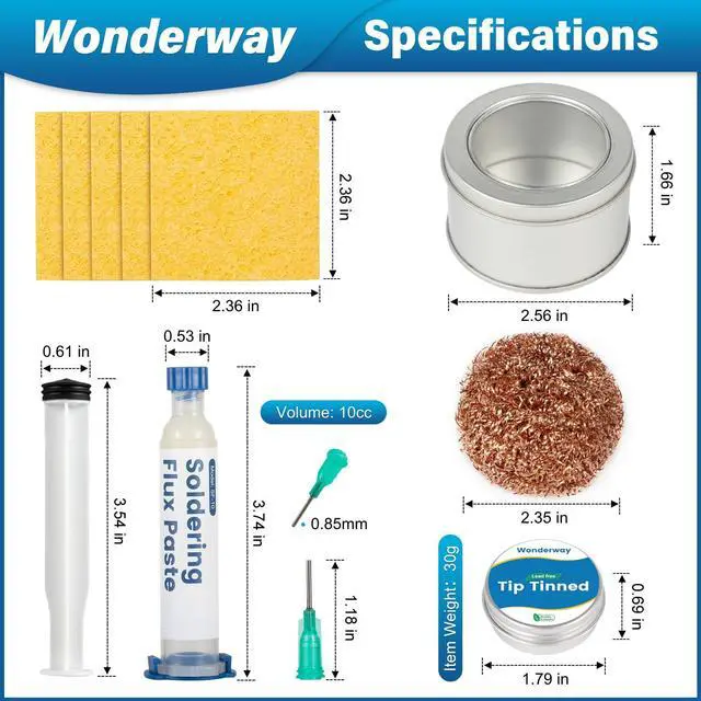 Alt view image 2 of 6 - Solder Iron Tip Cleaner, Brass Cleaning Wire, Cleaning Sponge, Soldering Tip Cleaner & Solder Flux