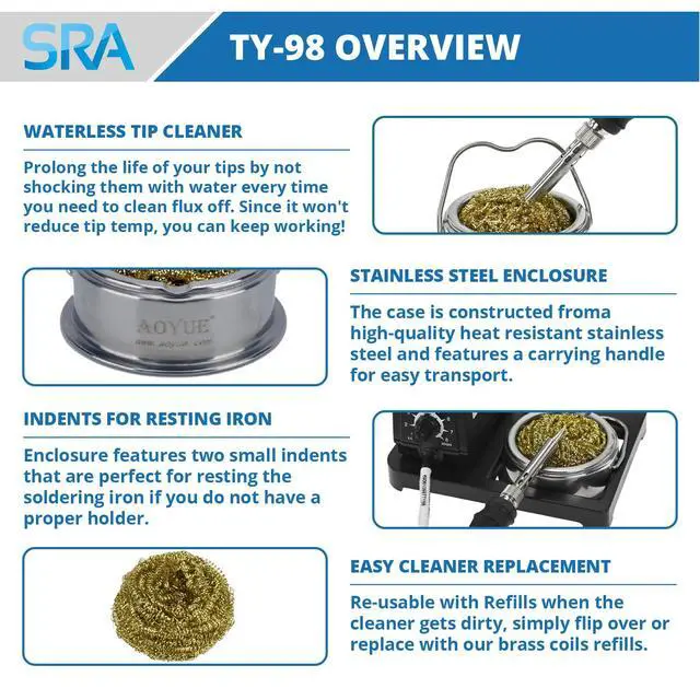Alt view image 2 of 6 - Soldering Iron Tip Cleaner with Brass wire sponge, no water needed (TY-98)