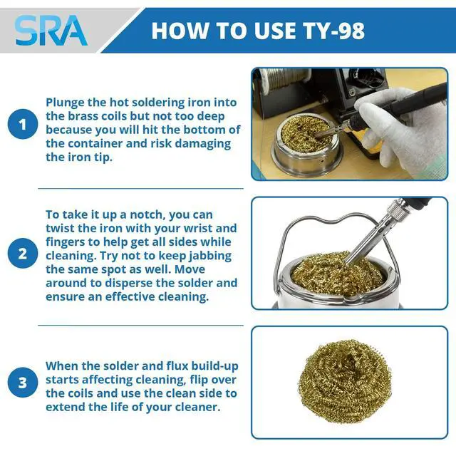 Alt view image 5 of 6 - Soldering Iron Tip Cleaner with Brass wire sponge, no water needed (TY-98)