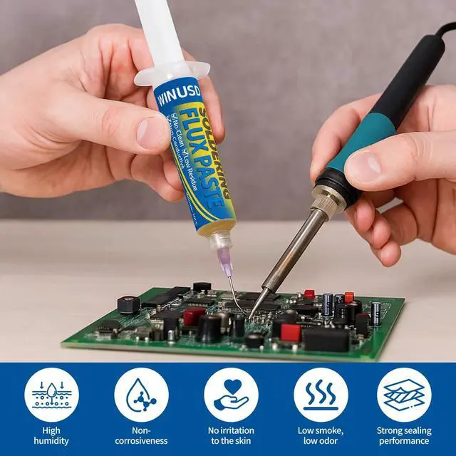 Alt view image 3 of 7 - Soldering Flux Paste for Electronics Soldering, 2Pcs No Clean Flux for Soldering, PCB, BGA and SMD Repair, Solder Flux, Rosin Flux, Tin Soldering, Handy Flux Syringe, Soldering Supplies(10cc)