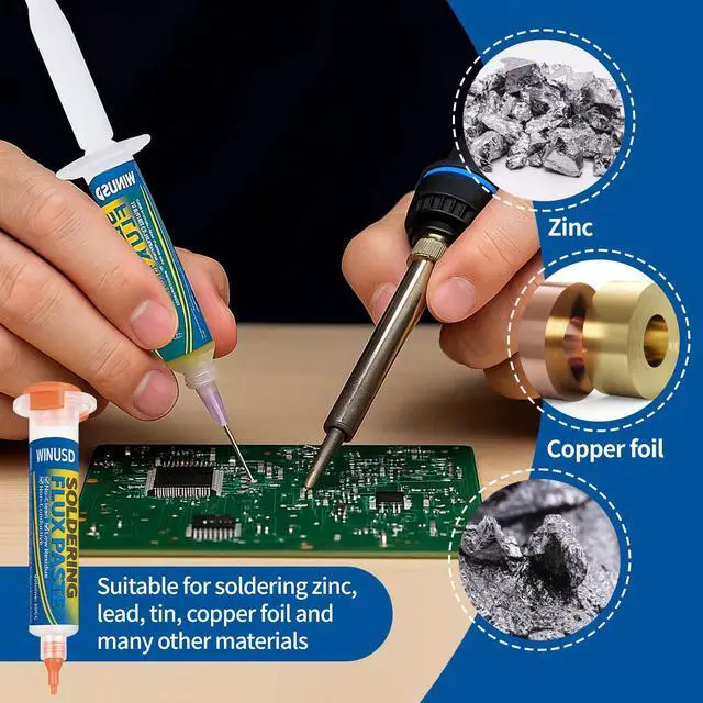 Alt view image 4 of 7 - Soldering Flux Paste for Electronics Soldering, 2Pcs No Clean Flux for Soldering, PCB, BGA and SMD Repair, Solder Flux, Rosin Flux, Tin Soldering, Handy Flux Syringe, Soldering Supplies(10cc)