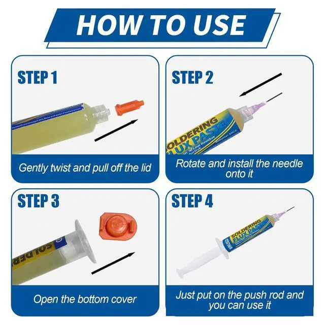 Alt view image 5 of 7 - Soldering Flux Paste for Electronics Soldering, 2Pcs No Clean Flux for Soldering, PCB, BGA and SMD Repair, Solder Flux, Rosin Flux, Tin Soldering, Handy Flux Syringe, Soldering Supplies(10cc)