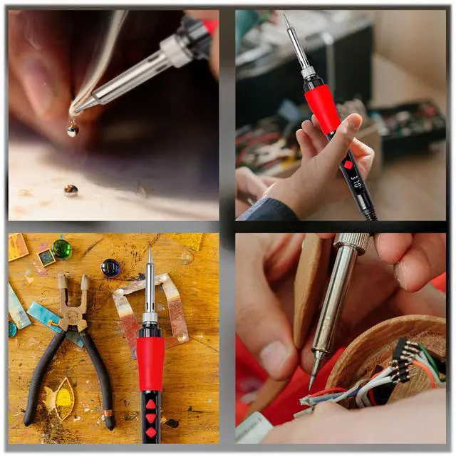 Alt view image 5 of 7 - Soldering Iron Kit, 60W LED Display Digital Solder Pen, 5 Replaceable Tips, 21-in-1 Fast Heating with Solder Wire, Stand, Desoldering Pump, for Electronics Repair Hobby DIY 120V US Plug from Plusivo