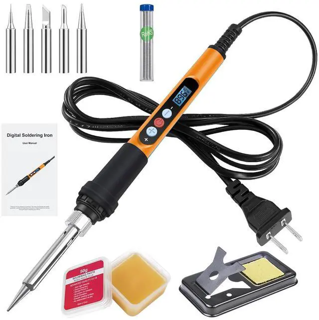 Main image of Soldering Iron Kit, 90W 110V Fast Heating LED Digital Soldering Pen, Adjustable Temperature Soldering Iron with Ceramic Heater, 10-in-1 Soldering Kit for Electronics Repair and DIY Projects