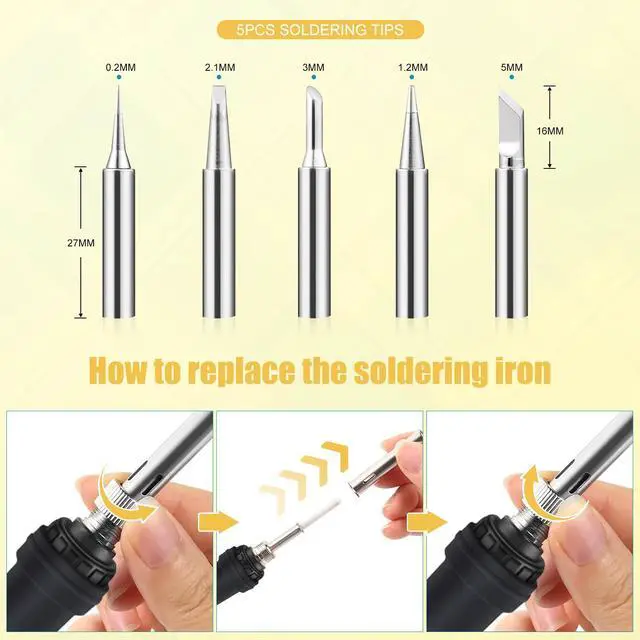 Alt view image 6 of 7 - Soldering Iron Kit, 90W 110V Fast Heating LED Digital Soldering Pen, Adjustable Temperature Soldering Iron with Ceramic Heater, 10-in-1 Soldering Kit for Electronics Repair and DIY Projects