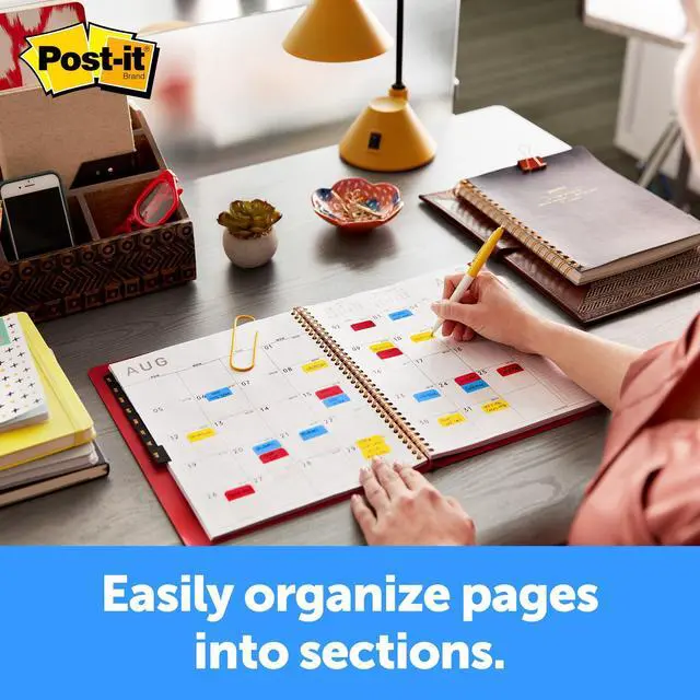 Alt view image 4 of 7 - Sticky Tabs, 1 in. x 1.5 in., 3 Pads of Book Tabs in Assorted Primary Colors for Bookmarking, Annotating, Reading, and Reminders, Blue, Yellow, and Red Colors (36 Total Count)