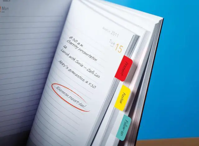 Alt view image 6 of 7 - Sticky Tabs, 1 in. x 1.5 in., 3 Pads of Book Tabs in Assorted Primary Colors for Bookmarking, Annotating, Reading, and Reminders, Blue, Yellow, and Red Colors (36 Total Count)