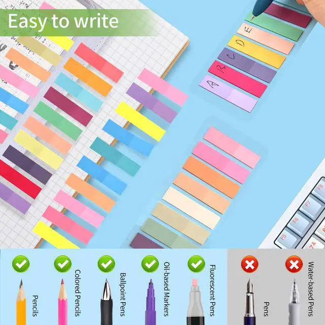 Alt view image 3 of 6 - 1200pcs Page Markers, Morandi Sticky Note Tabs Colored Translucent Writable and Repositionable Book Flags Tabs Strip Index Page Tabs