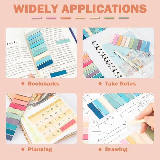 Alt view image 6 of 7 - 800Pcs Books Tabs for Annotating, Tabs for Notebooks, Sticky Tabs, Morandi Page Markers, Multi-Colored Writeable and Repositionable Book Flags Strip (800Pcs)