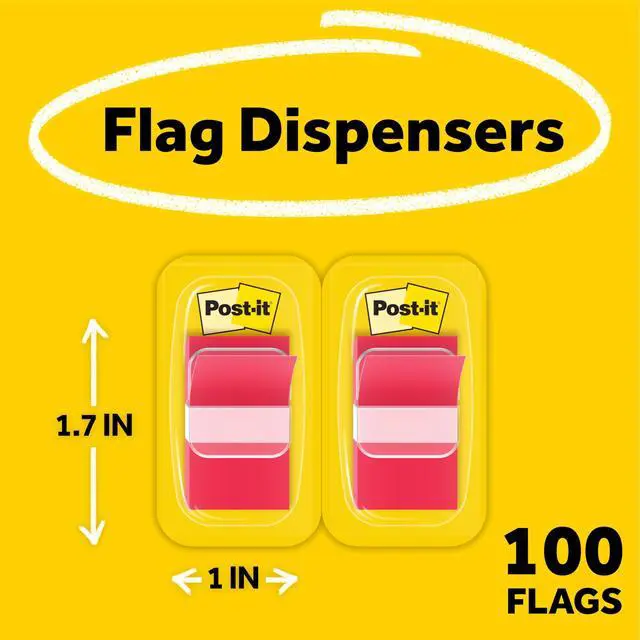Alt view image 2 of 7 - Flags, 1 x 1.7 in, Red, 2 Dispensers, 50 Flags/Dispenser