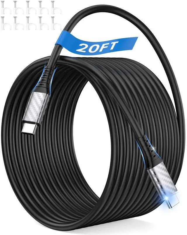 Main image of 20ft USB C Cable 60W 45W Heavy Duty Cable for Power Station Black