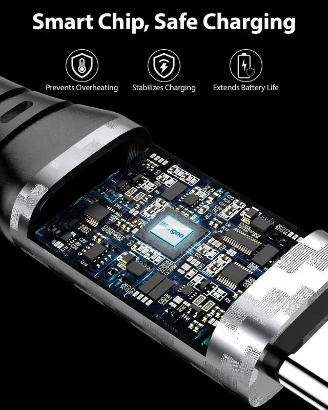 Alt view image 6 of 7 - 20ft USB C Cable 60W 45W Heavy Duty Cable for Power Station Black