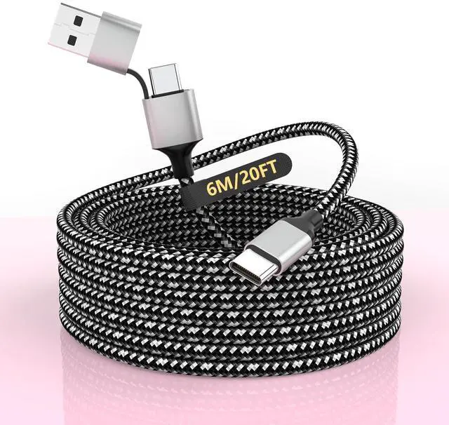 Main image of 20FT Extra Long USB-C iPhone 15/16 Long Charger Cable,6M 3-in-1 60W USB-C+USB-A to Type-C Nylon Braided Sync Data Charging Cord for Apple iPhone 16 15 Pro Max Plus,iPad Pro,Android,Samsung,Pixel
