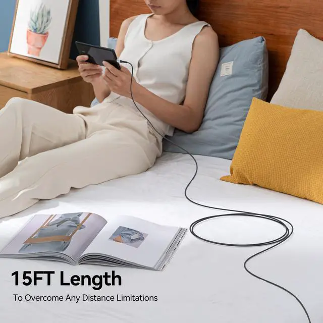 Alt view image 2 of 7 - USB C Cable 15ft Pack of 2, 60W USBC to Type C Fast Charging Extra Long Cord, 480Mbps Data Transfer Cables for iPhone 17/16/15 series Galaxy S26/S25/S24 Pixel 10/9/8 Security Camera Tablet and more