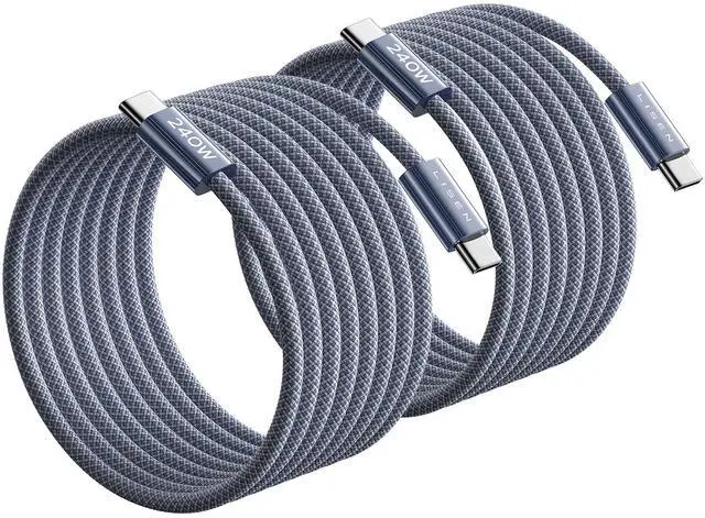 Main image of 10FT USB C Cable Fast Charging, 240W Long USB C to USB C Cable 10FT Super Fast Charger Type C Cord for MacBook Pro Air Neo iPhone 17 16 15 Pro Max, 2Pack/Midnight