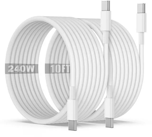 Main image of 240W USB C to C Charging Cable 10ft,Type C to C Fast Charger Cord Long for Apple iPhone 17 Pro Max/17 Pro/16 Pro/16/15/Macbook Pro/Macbook Air/iPad Pro/Air/Laptop/Samsung Galaxy S25 S24 S23 Ultra/Plus