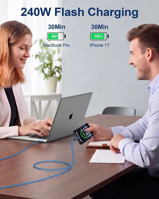 Alt view image 5 of 7 - 240W USB C to USB C Charging Cable, 10FT iPhone 17 16 15 Charger Cord PD 5A