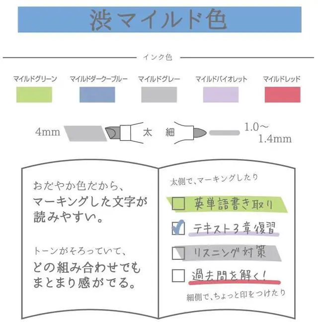 Alt view image 4 of 7 - MILD LINER, Double Sided Highlighter Noble Color, 5 Set (WKT7-5C-NC)