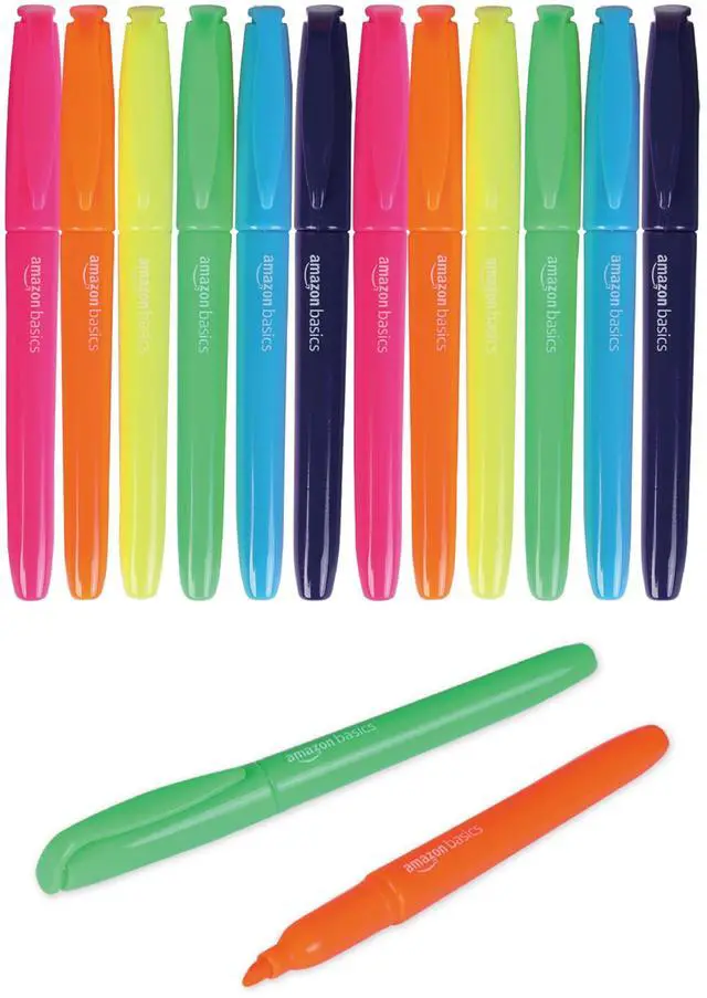 Main image of Chisel Tip Highlighters, Fluorescent Ink, Vibrant Assorted Colors, School Supplies, 12-Pack