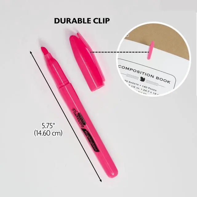 Alt view image 2 of 7 - Neon Highlighter Assorted Color Pen Style, Chisel Tip Broad Fine Line Highlighters, Unscented Highlighting Coloring Marker (5/Pack), 1-Pack