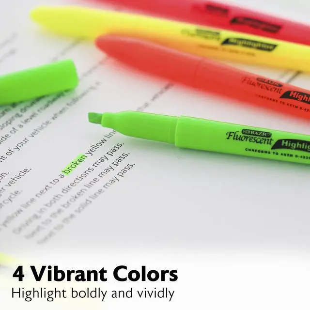 Alt view image 4 of 7 - Neon Highlighter Assorted Color Pen Style, Chisel Tip Broad Fine Line Highlighters, Unscented Highlighting Coloring Marker (5/Pack), 1-Pack