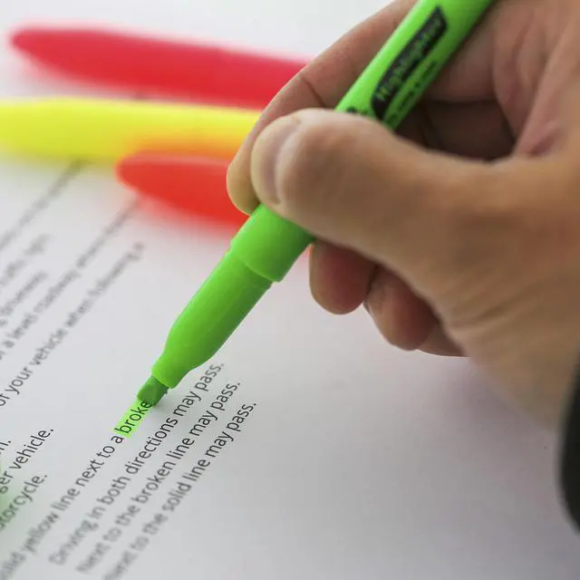 Alt view image 6 of 7 - Neon Highlighter Assorted Color Pen Style, Chisel Tip Broad Fine Line Highlighters, Unscented Highlighting Coloring Marker (5/Pack), 1-Pack