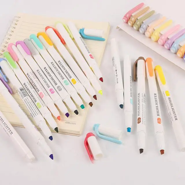 Alt view image 6 of 7 - Pastel Highlighters -35 Pcs Assorted Colors Dual Tip Real Mild Highlighter Markers, Chisel & Fine Tips for Bible Journaling, Note Taking, School Supplies, No Bleed