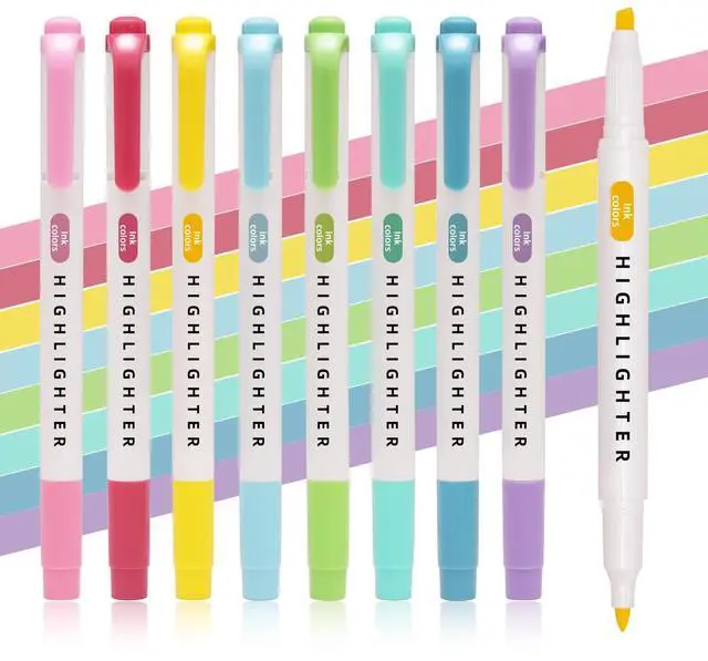 Main image of Pastel Highlighters Set, 8 Pack Highlighters Assorted Colors
