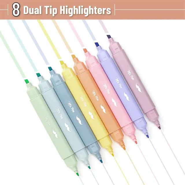 Alt view image 2 of 7 - Aesthetic Highlighters No Bleed Through, Assorted Color, 8pcs