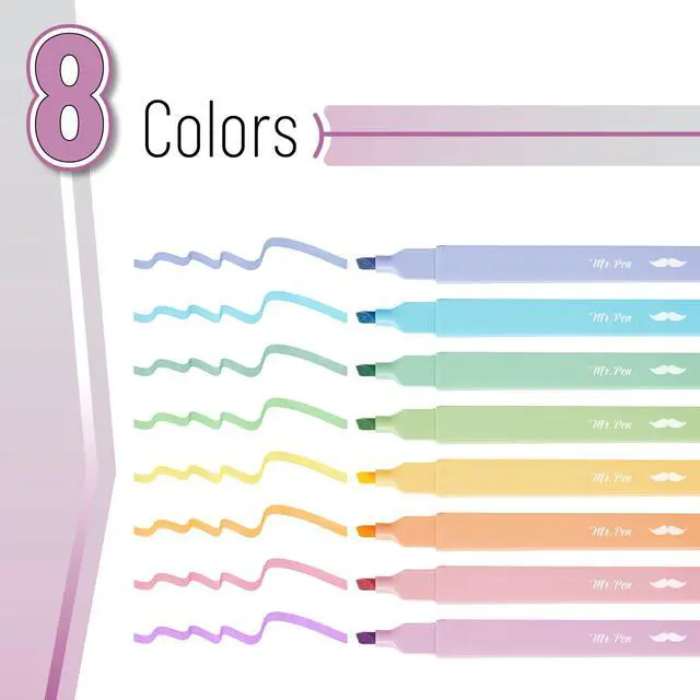 Alt view image 2 of 7 - Aesthetic Highlighters No Bleed, 8 Pack, Assorted Colors | Chisel Tip, Cute Highlighters Assorted Colors for Journaling, Highlighting, Underlining, Fast Dry, Back to School Supplies