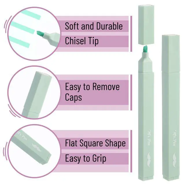 Alt view image 3 of 7 - Aesthetic Highlighters No Bleed, 8 Pack, Assorted Colors | Chisel Tip, Cute Highlighters Assorted Colors for Journaling, Highlighting, Underlining, Fast Dry, Back to School Supplies
