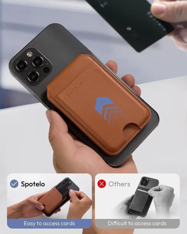 Alt view image 4 of 7 - for MagSafe Wallet with Stand, Adjustable Stand Magnetic Wallet for iPhone, RIFD Blocking Phone Credit Card Holder for iPhone 17/16/15/14/13/12 Series, Not for iPhone 13/12 Mini(Brown)