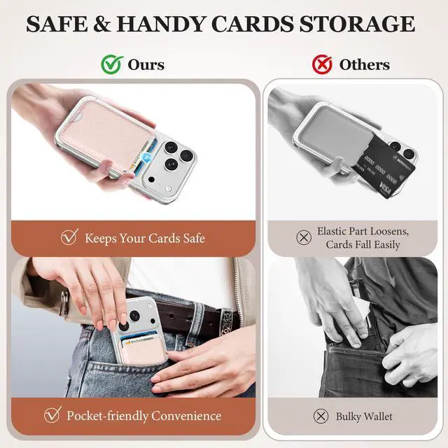Alt view image 4 of 7 - Compatible with Magsafe Wallet Magnetic 3-Card Holder, Pink