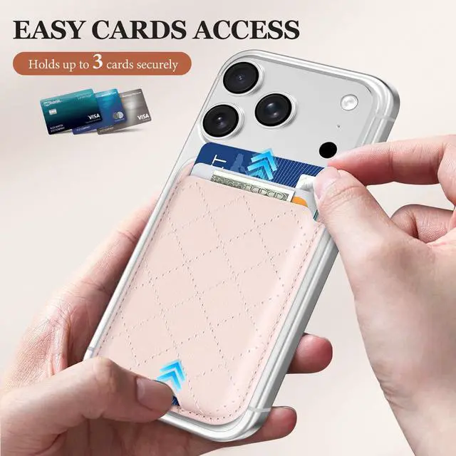 Alt view image 3 of 7 - Compatible with Magsafe Wallet Magnetic 3-Card Holder, Pink