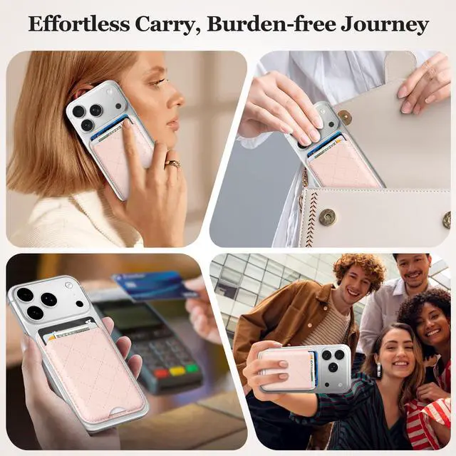 Alt view image 7 of 7 - Compatible with Magsafe Wallet Magnetic 3-Card Holder, Pink