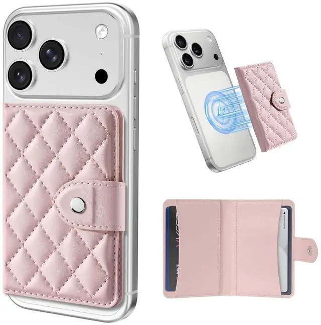 Main image of Compatible with Magsafe Wallet Magnetic 4-Card Holder, Pink