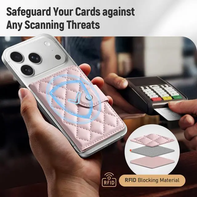 Alt view image 4 of 7 - Compatible with Magsafe Wallet Magnetic 4-Card Holder, Pink