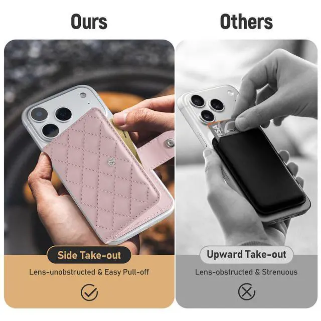 Alt view image 5 of 7 - Compatible with Magsafe Wallet Magnetic 4-Card Holder, Pink