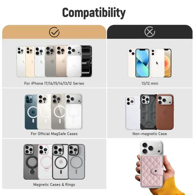 Alt view image 7 of 7 - Compatible with Magsafe Wallet Magnetic 4-Card Holder, Pink
