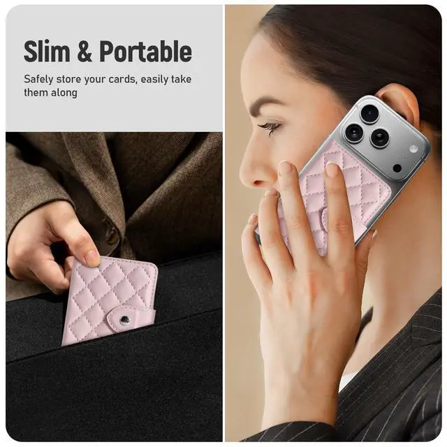 Alt view image 6 of 7 - Compatible with Magsafe Wallet Magnetic 4-Card Holder, Pink
