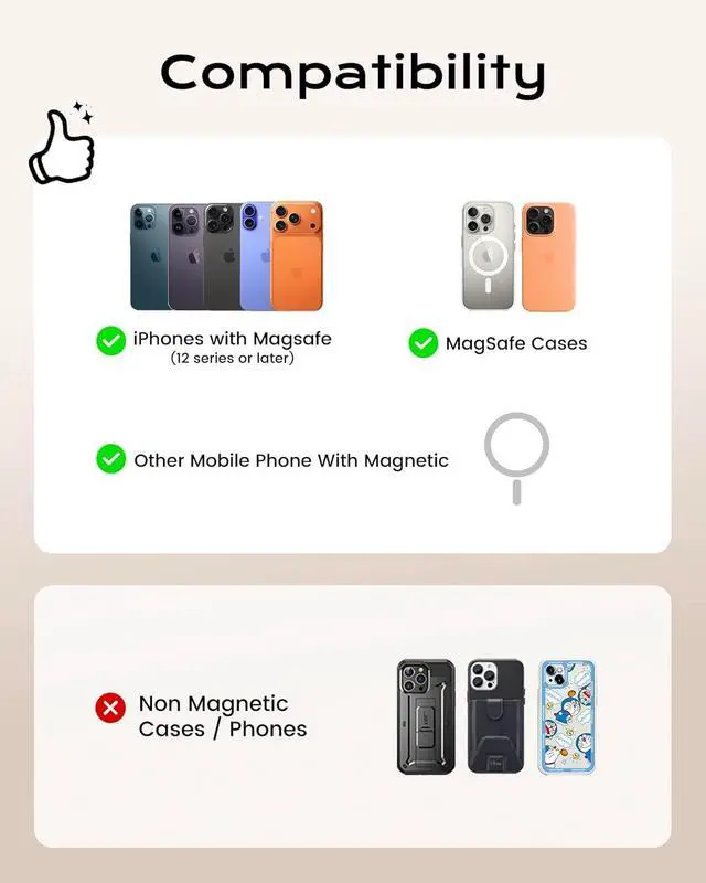 Alt view image 5 of 5 - Magnetic Mag-safe Wallet Cell Phone Card Holder for Phone Case with Mag-Safe, Stronger Magnetic RFID Leather Phone Wallet Stick on for iPhone 17/16/15/14/13/12 Series, Black Color
