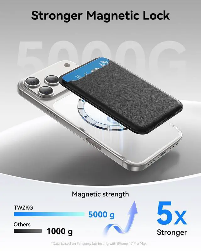 Alt view image 4 of 7 - for MagSafe Wallet, 3 Card Holder, Magnetic Slim Phone Wallet for iPhone 17/16/15/14/13/12 Pro Max Plus Air Series,RFID Blocking Vegan Leather, Black